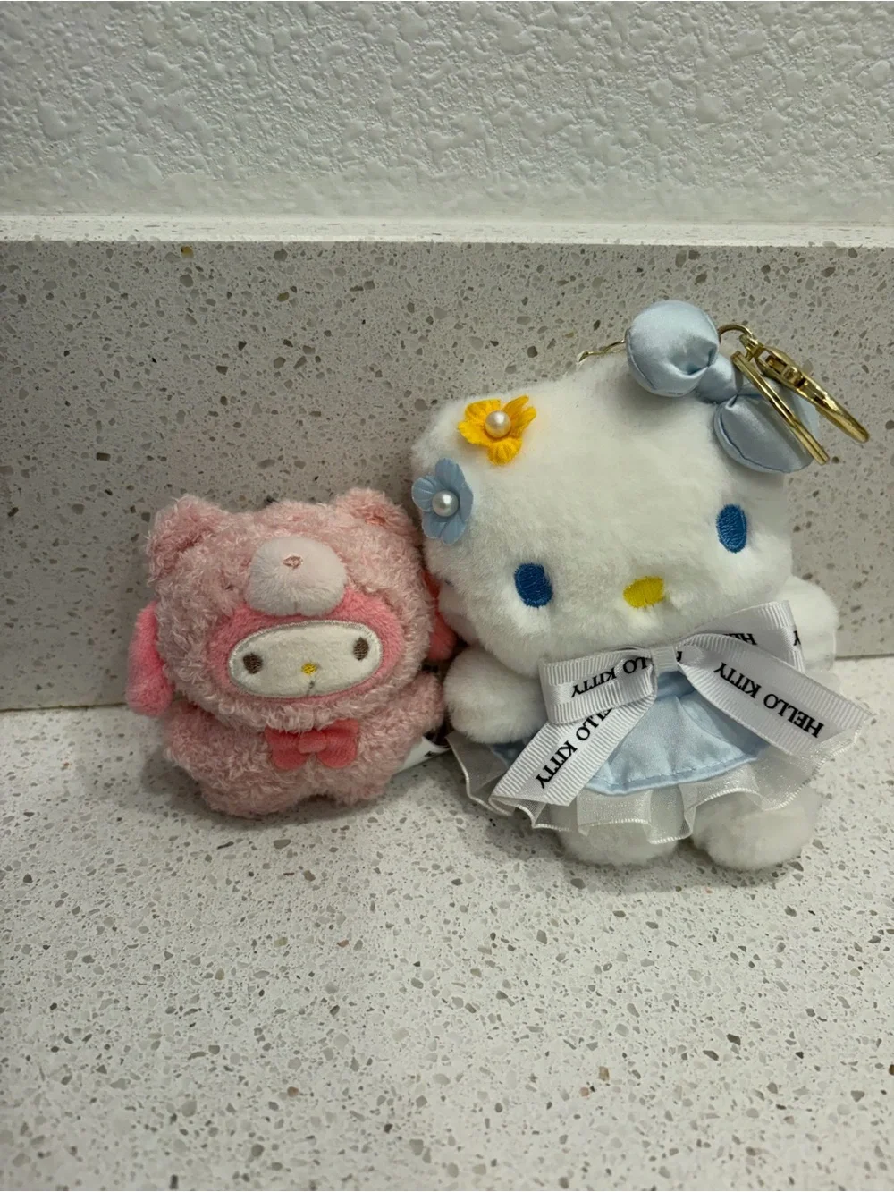 Hello Kitty Blue Keychain With My Melody Pink Keychain Set Of 2 SANRIO EUC